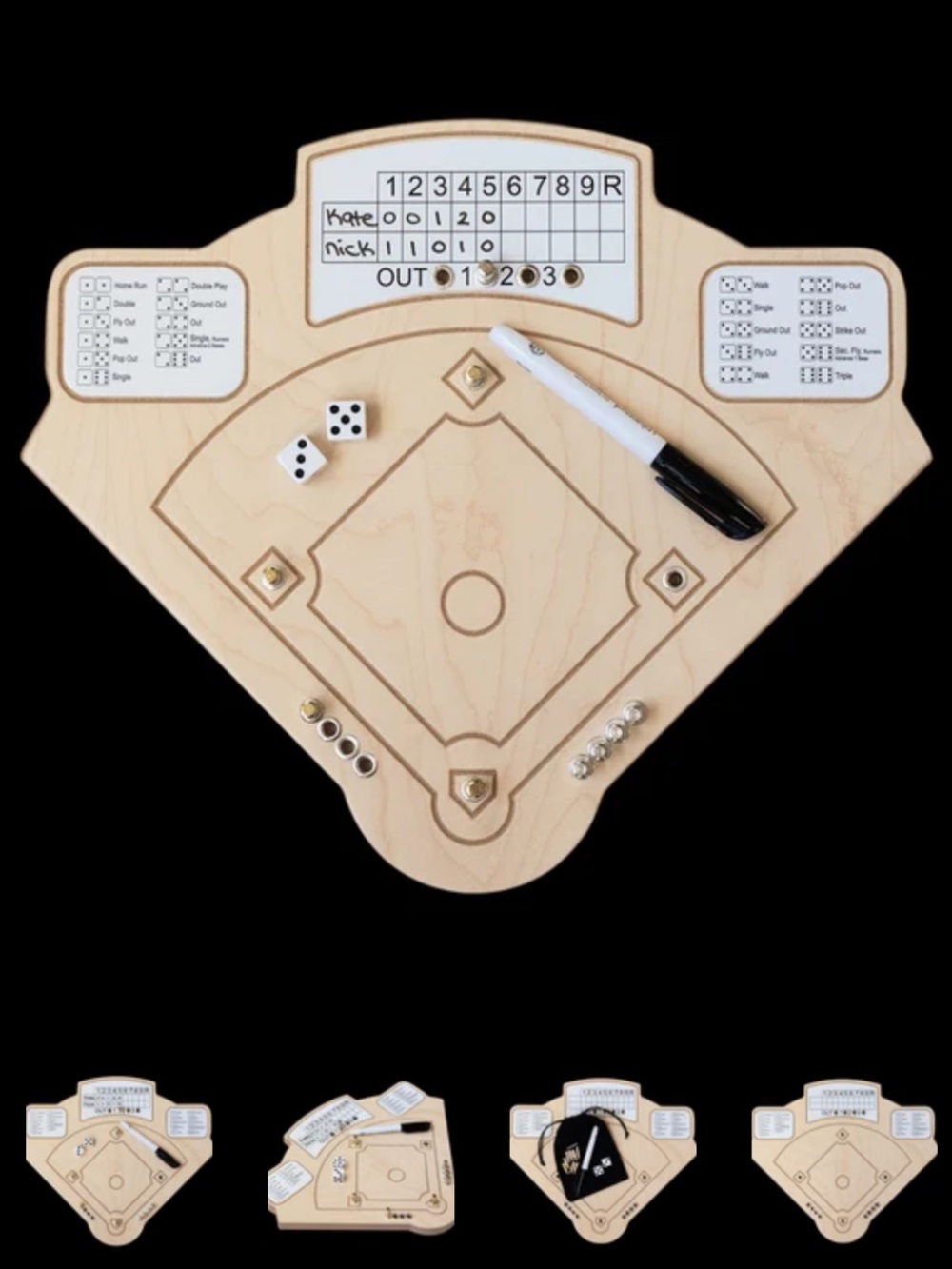 Across the Board Baseball Game Handcrafted Wood DR Toys